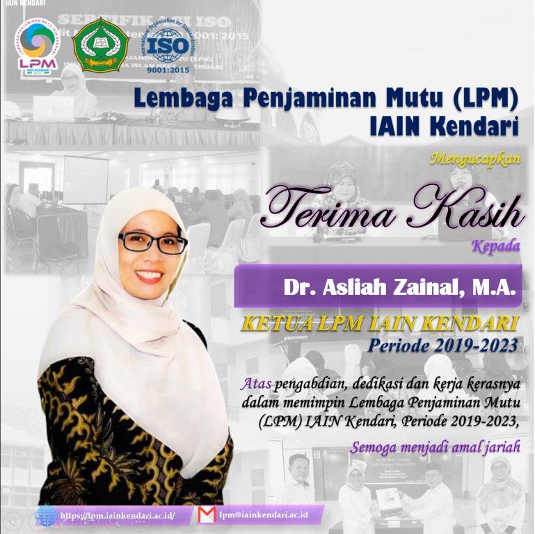 Dr. Asliah Zainal, M.A. - Ketua LPM (2019-2023)